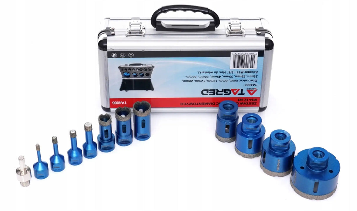 Diamant Bohrkronen Set M14 Diamantbohrer 12tlg Fliesenbohrer 6 - 68 mm Keramik Fliesen Feinsteinzeug