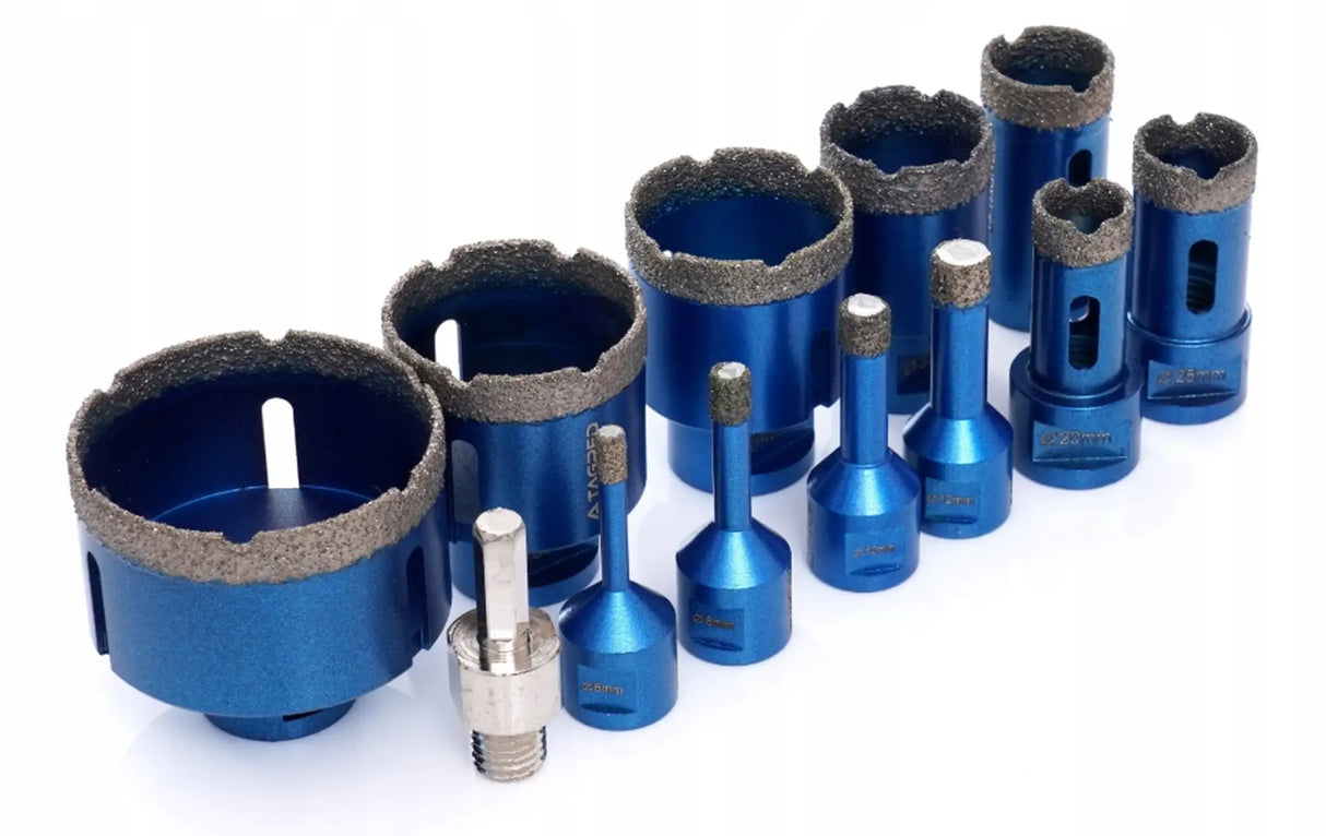 Diamant Bohrkronen Set M14 Diamantbohrer 12tlg Fliesenbohrer 6 - 68 mm Keramik Fliesen Feinsteinzeug