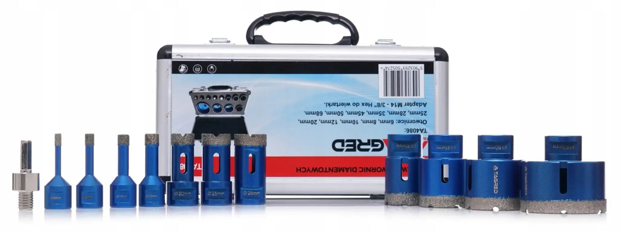 Diamant Bohrkronen Set M14 Diamantbohrer 12tlg Fliesenbohrer 6 - 68 mm Keramik Fliesen Feinsteinzeug