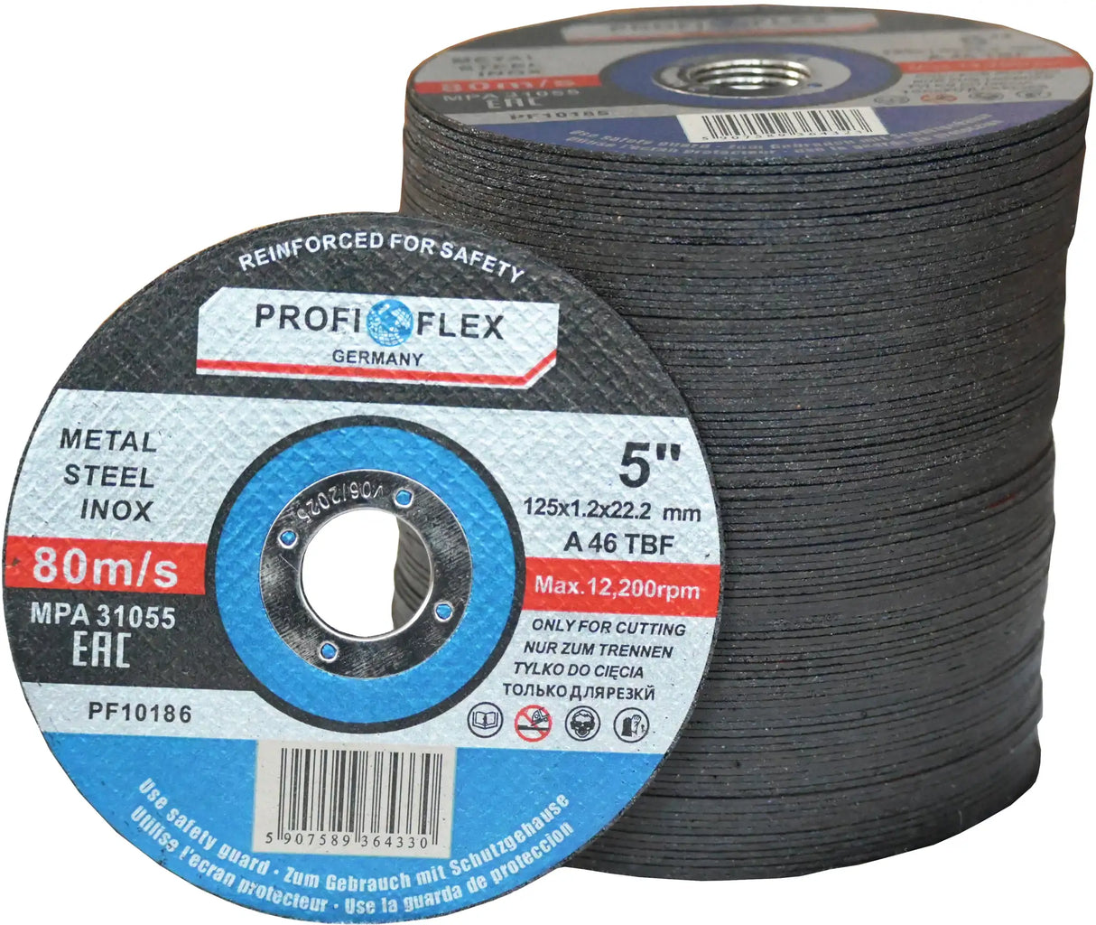 Cutting discs 125 mm x 1.2 mm for metal, steel, stainless steel