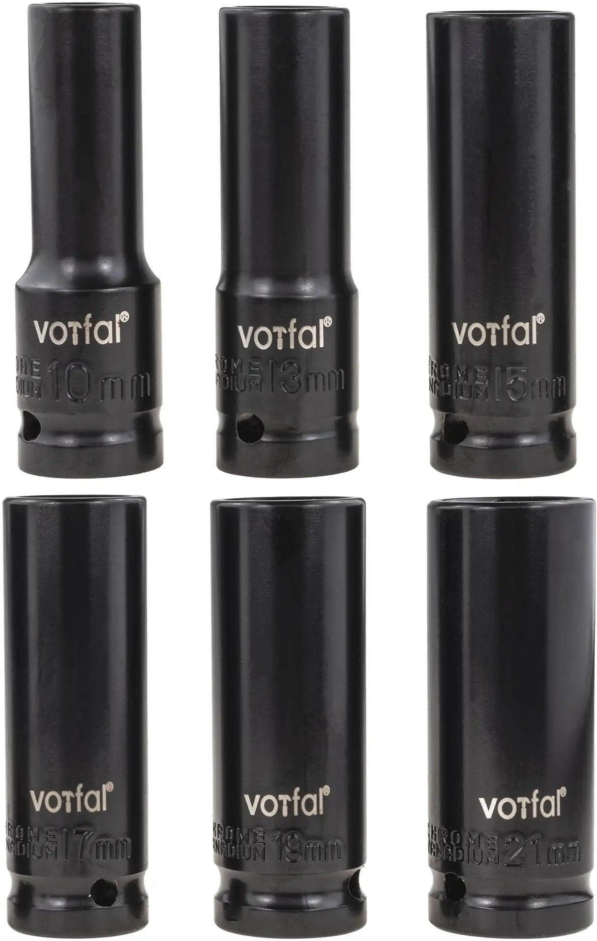 6-piece power impact wrench sockets 1/2 inch set 10 - 21 mm long hexagonal sockets for cars and commercial vehicles