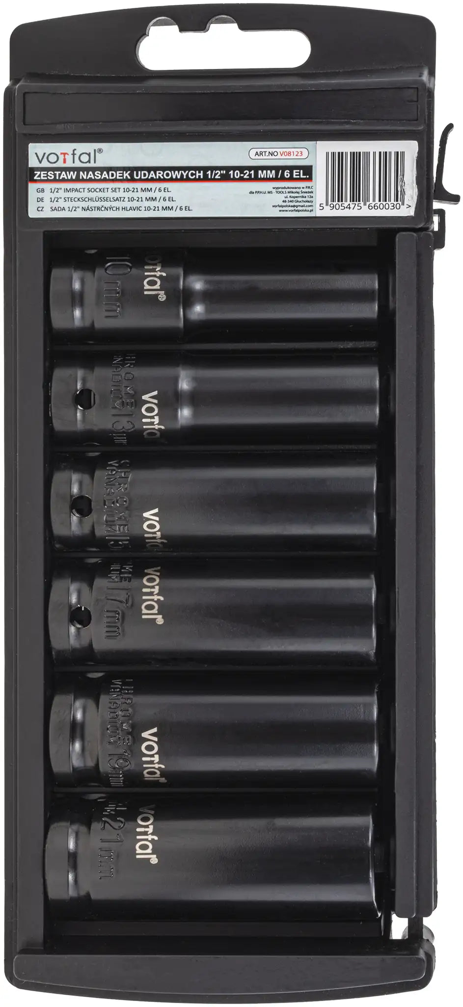 6-piece power impact wrench sockets 1/2 inch set 10 - 21 mm long hexagonal sockets for cars and commercial vehicles