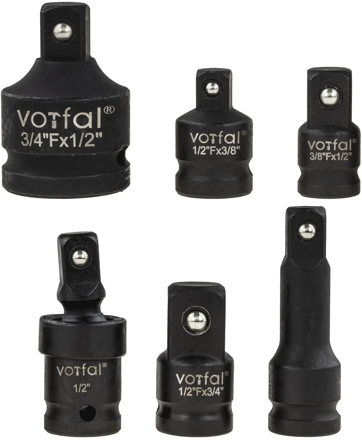 Impact wrench adapter 6 pcs. ball joint 3/8" 1/2" 3/4" socket extension