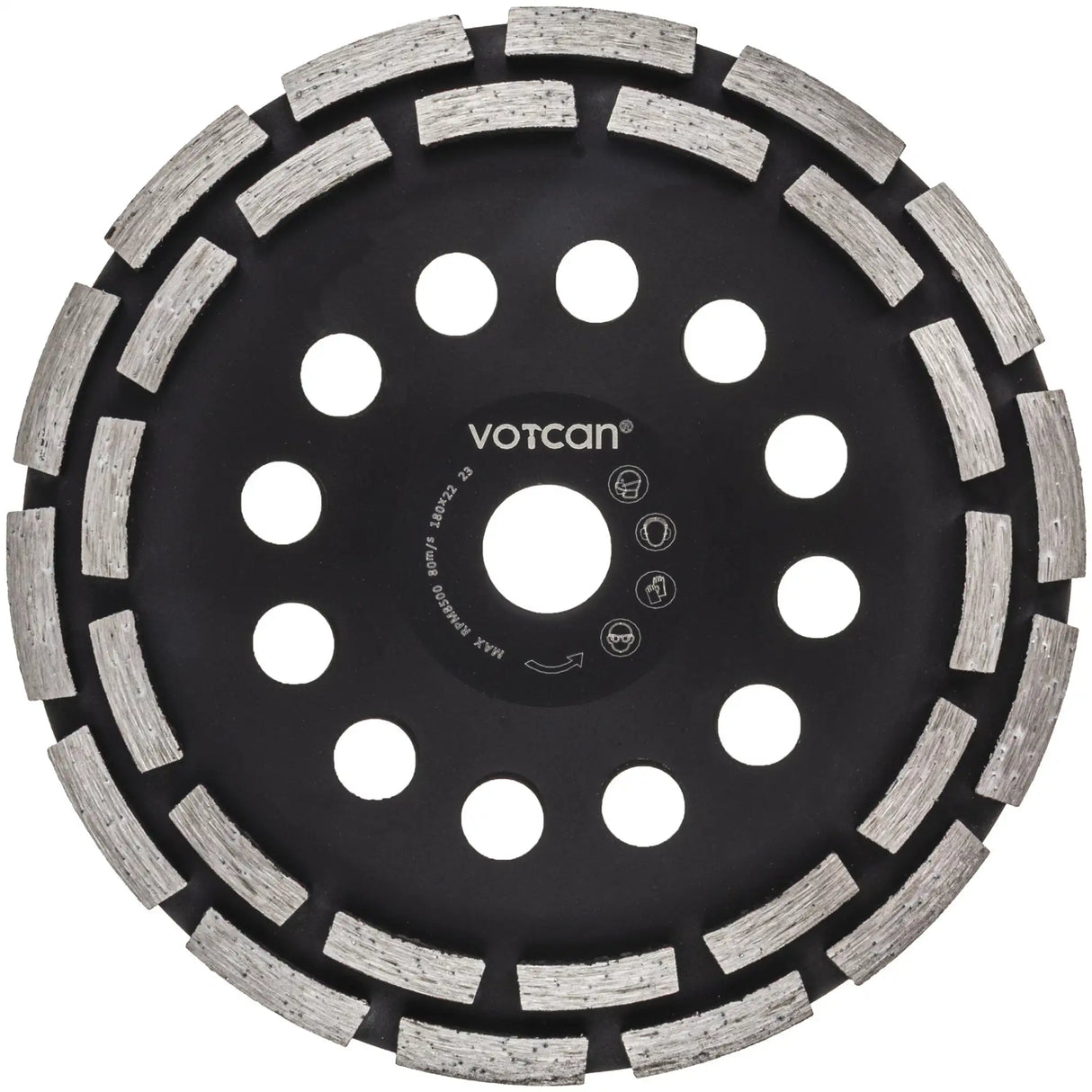 Premium Diamantschleiftopf 180 mm Segment Schleifteller für Beton Estrich Fliesenkleber Topfscheibe