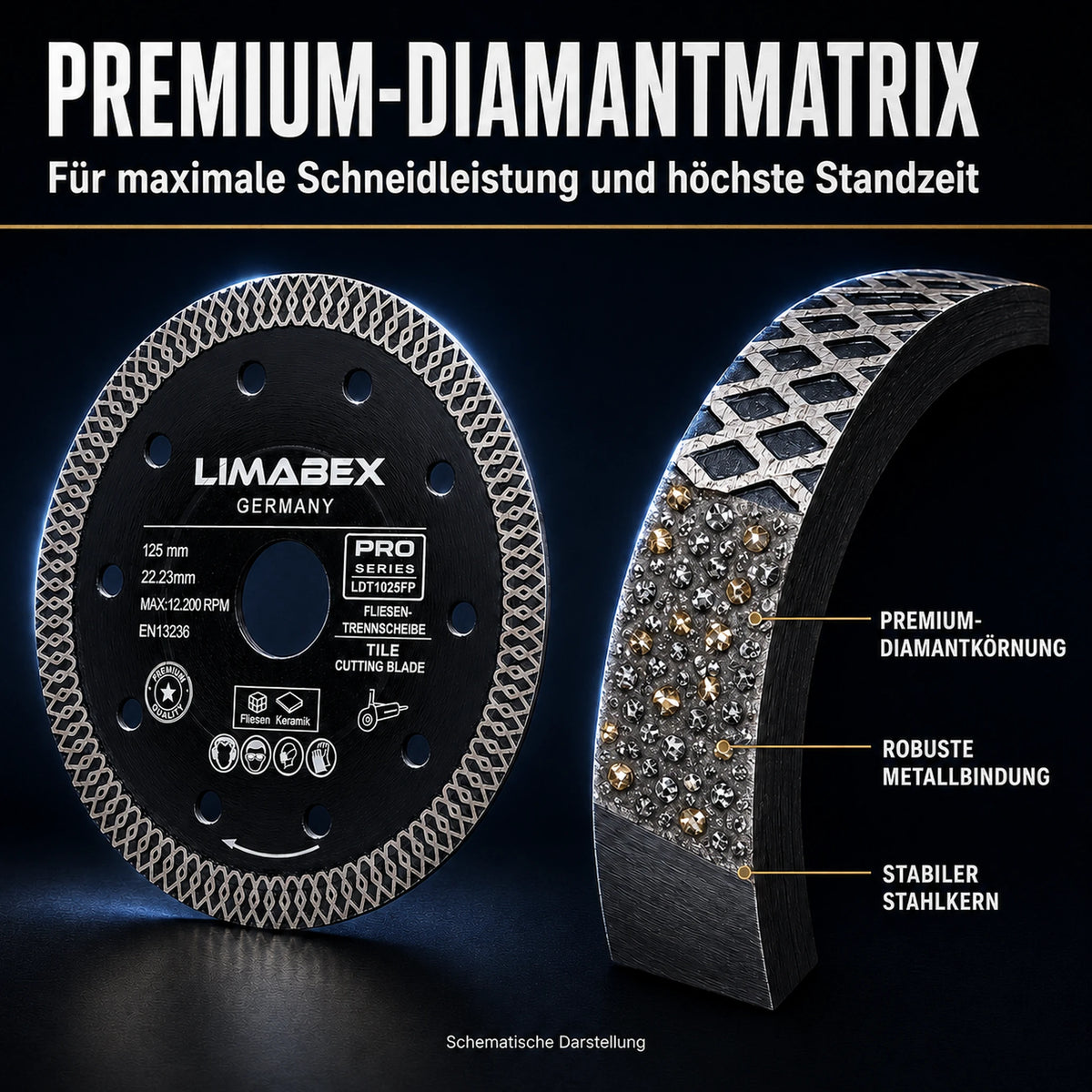 Diamanttrennscheibe 125 mm Feinsteinzeug & Fliesen Premium Mesh Turbo premium