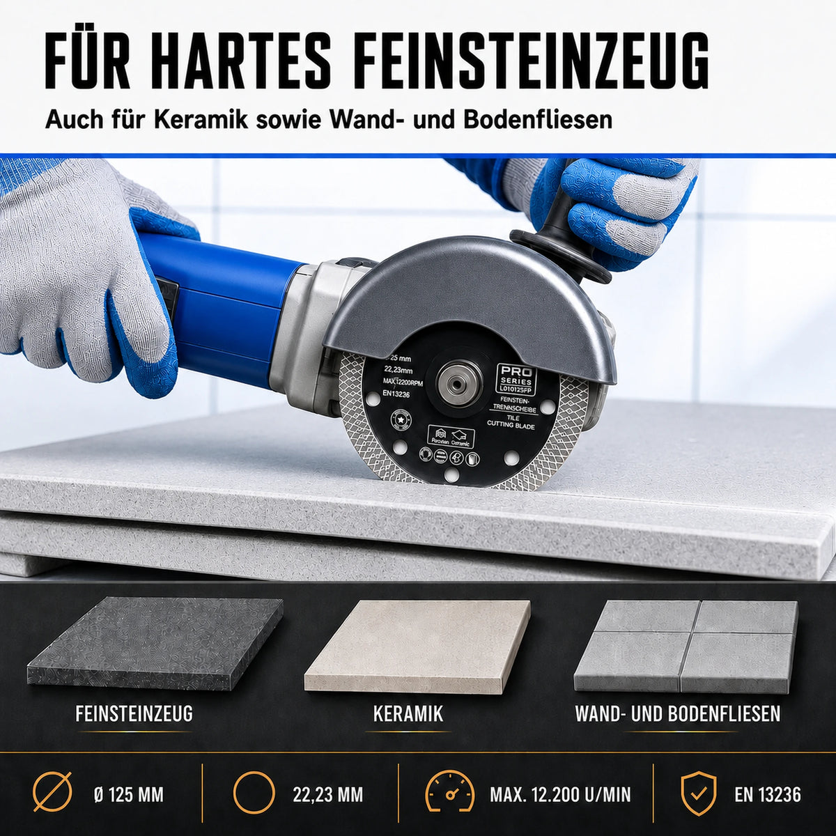 Diamanttrennscheibe 125 mm Feinsteinzeug & Fliesen Premium Mesh Turbo feinsteinzeug