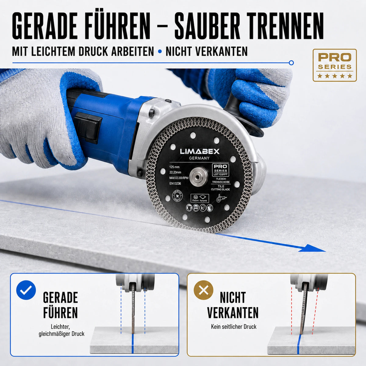 Diamanttrennscheibe 125 mm Feinsteinzeug & Fliesen Premium Mesh Turbo anwendung