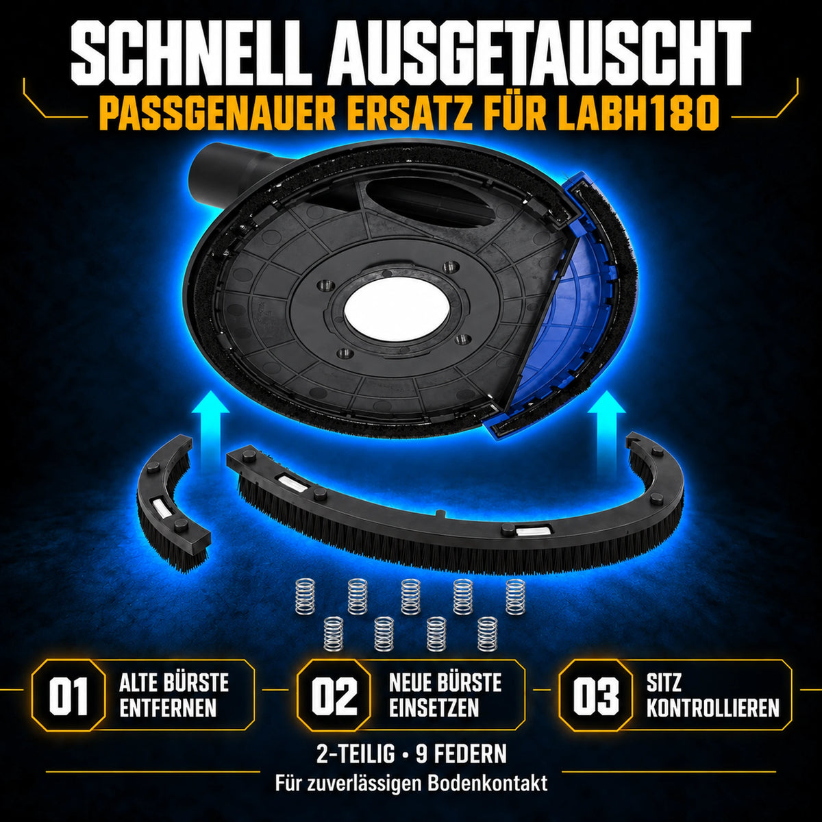Ersatzbürsten für Absaughaube 230 mm PRO Series LABH180 Federung ersatz