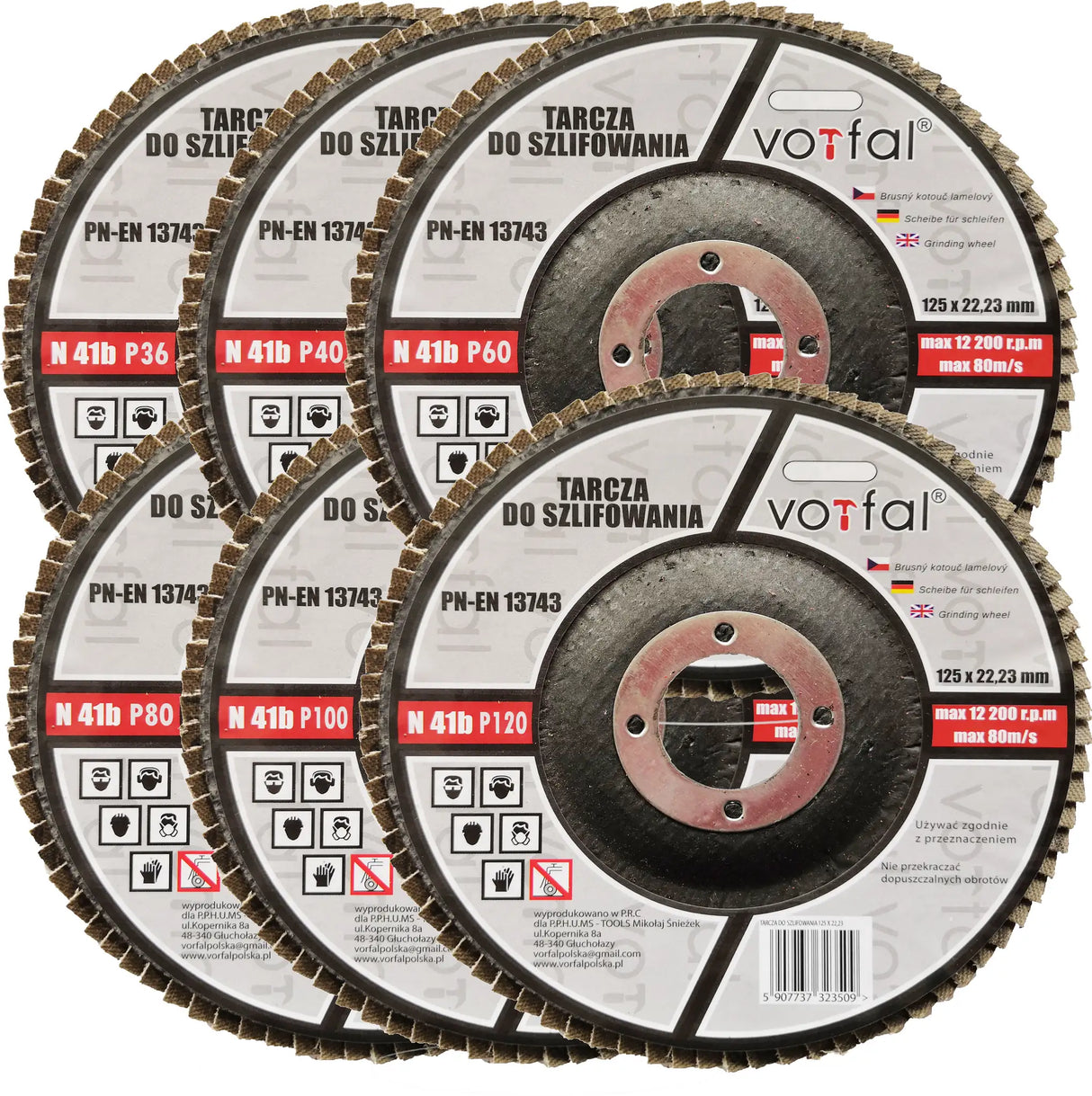 Fan discs 125mm MIX 12pcs. Flap discs wood metal grinding discs set