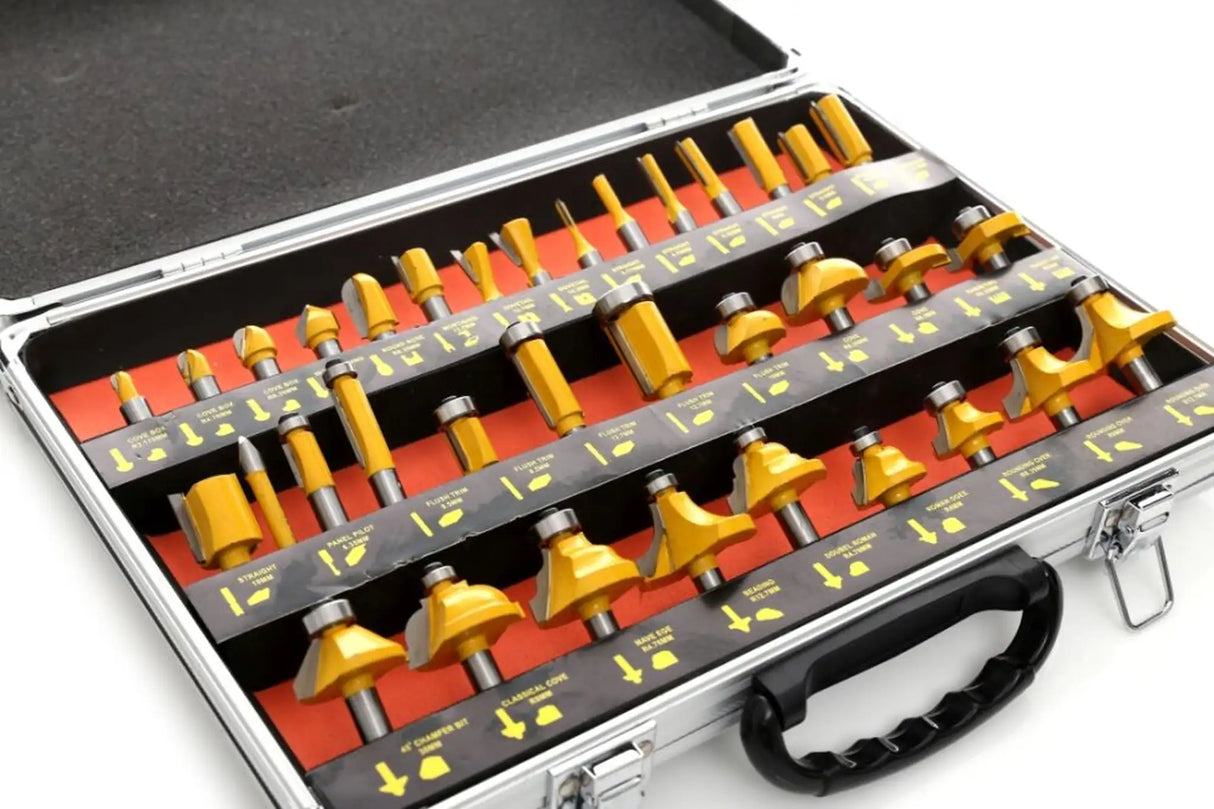 Fräser Set 8 mm Fräsersatz HSS Oberfräse Holzfräser 35 Tlg Nutfräser Abrundfräser