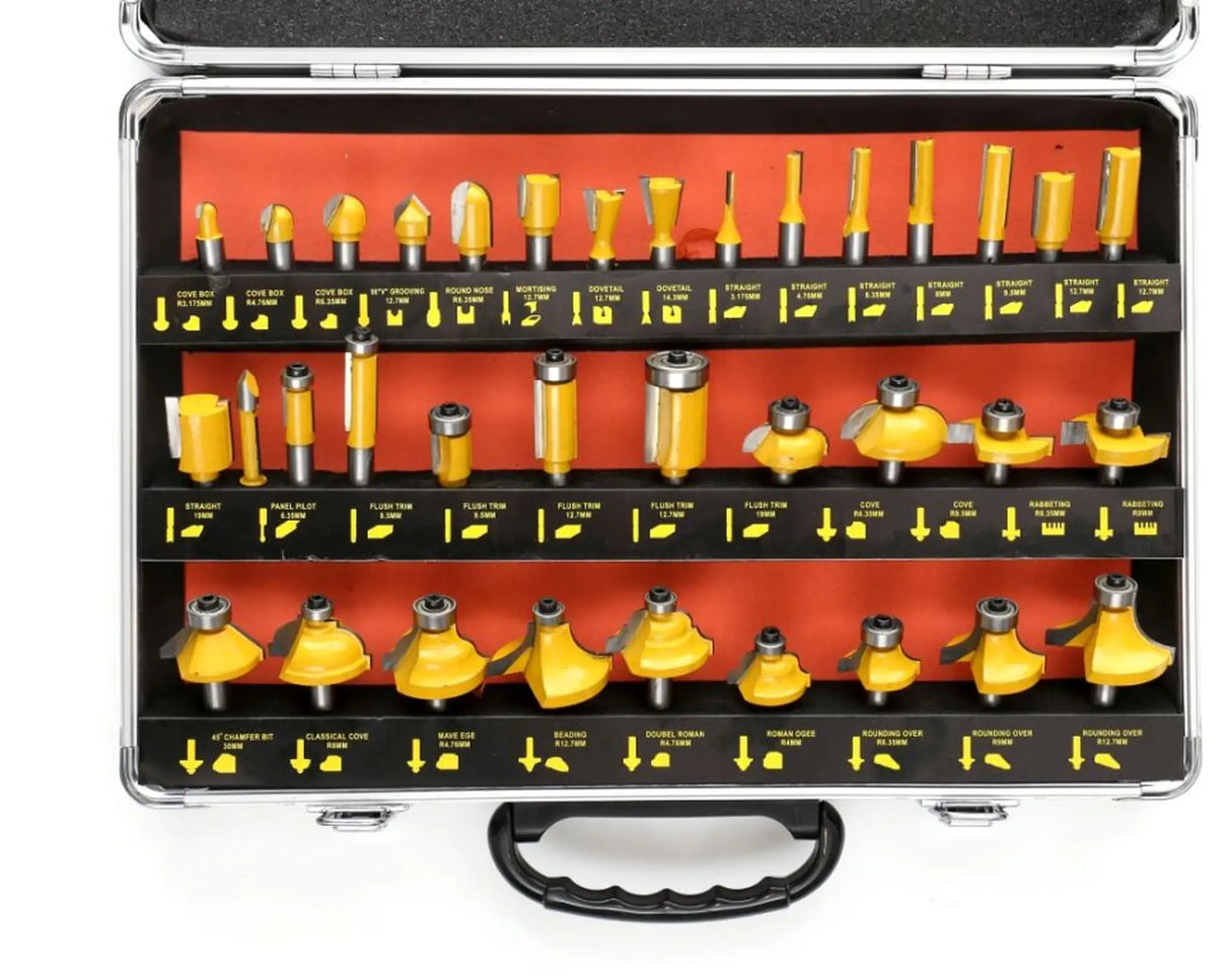 Fräser Set 8 mm Fräsersatz HSS Oberfräse Holzfräser 35 Tlg Nutfräser Abrundfräser