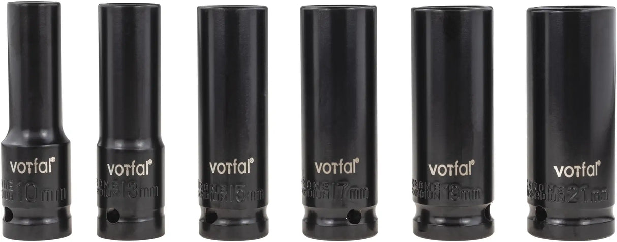 6-piece power impact wrench sockets 1/2 inch set 10 - 21 mm long hexagonal sockets for cars and commercial vehicles