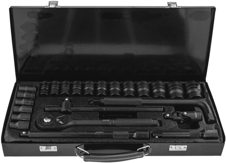 Impact wrench sockets 1/2" power socket 8 - 32 mm set 24 pcs. Ratchet with extension 125 / 250 mm