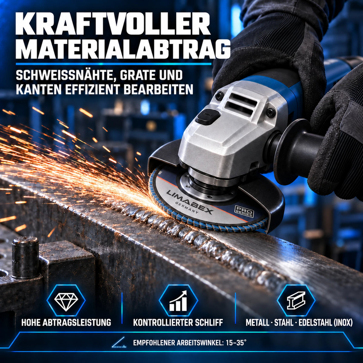 Fächerscheiben 125 mm Metall Stahl Edelstahl INOX Lamellenscheiben PRO Materialabtrag