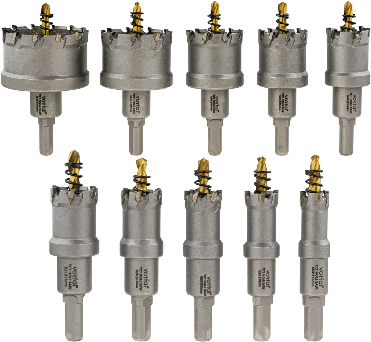 TCT hole saw 10-piece set circle cutter 16 - 60 mm core bits carbide metal stainless steel