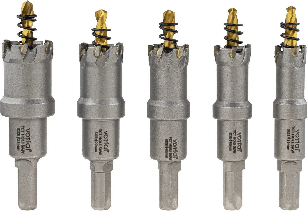 TCT hole saw 10-piece set circle cutter 16 - 60 mm core bits carbide metal stainless steel