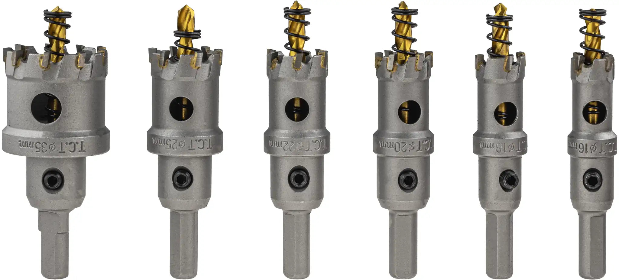 TCT hole saw 6-piece circle cutter 16 - 35 mm core bit set carbide metal stainless steel