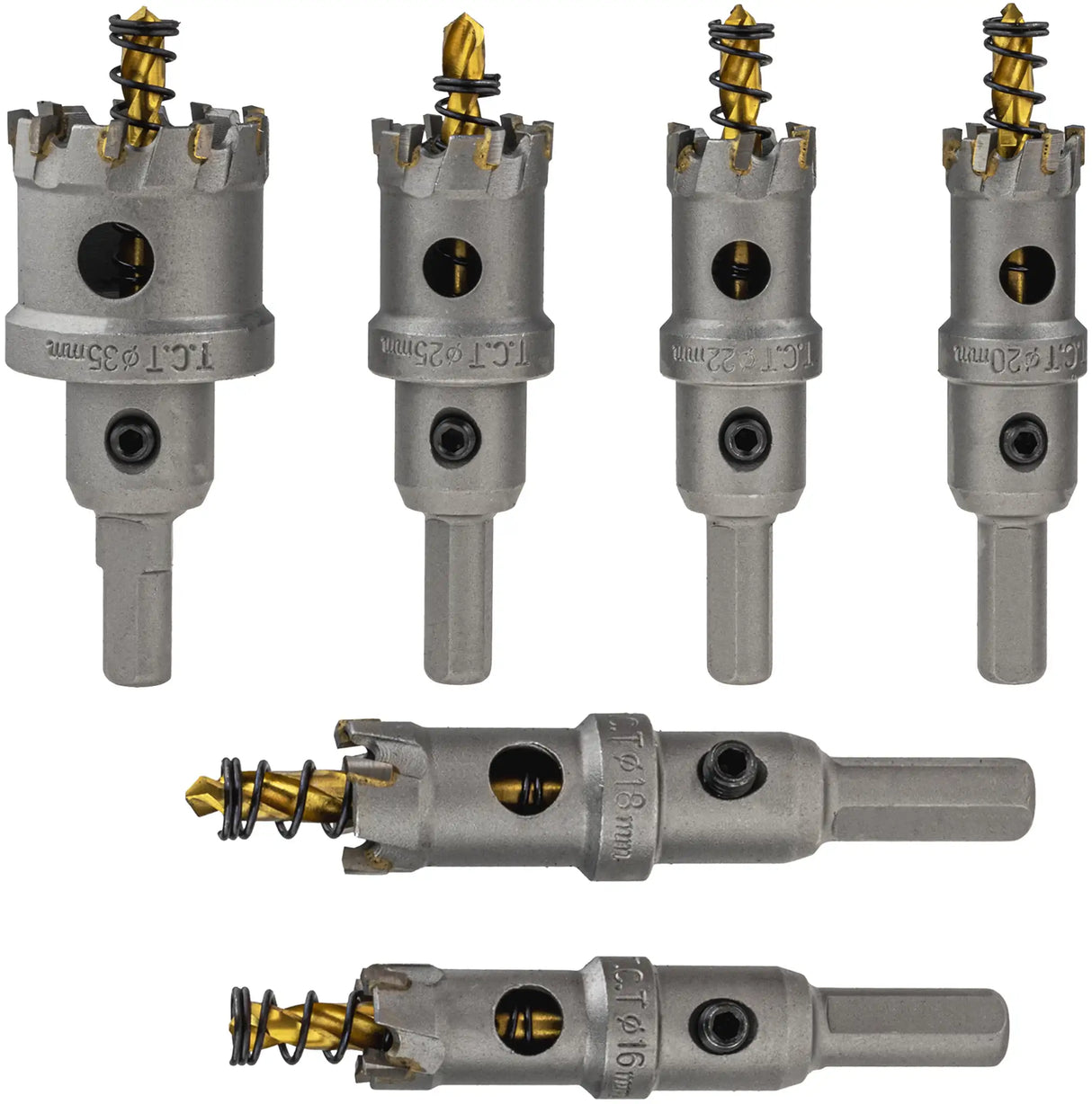 TCT hole saw 6-piece circle cutter 16 - 35 mm core bit set carbide metal stainless steel