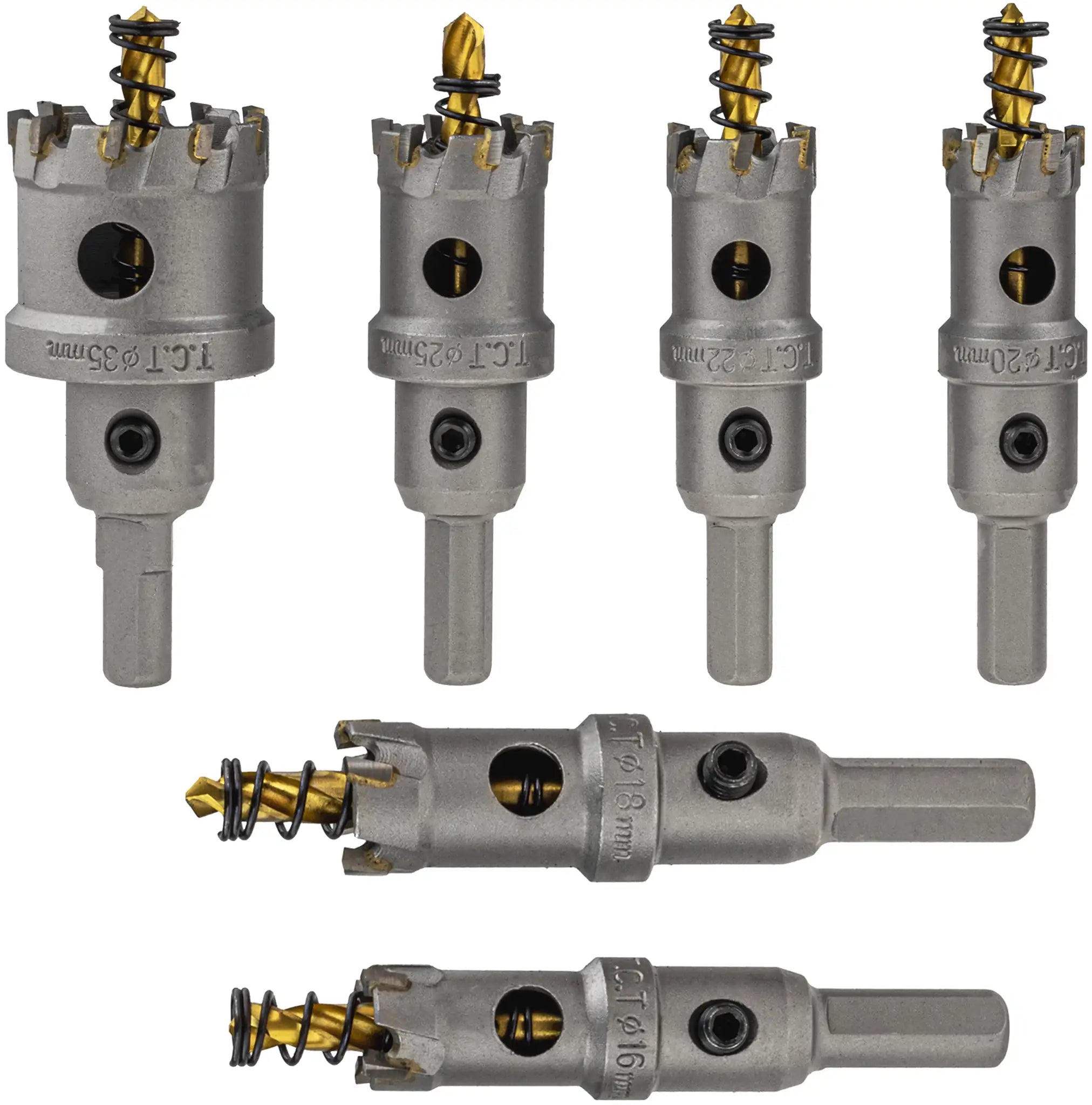 TCT hole saw 6-piece circle cutter 16 - 35 mm core bit set carbide metal stainless steel