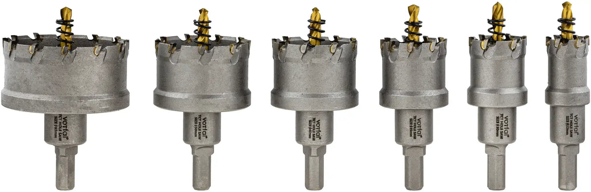 TCT hole saw 6-piece set circle cutter 22 - 65 mm core bits carbide metal stainless steel