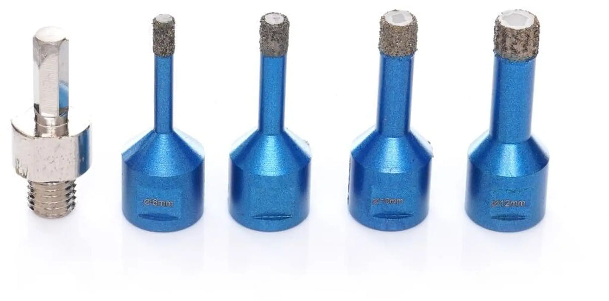 Diamant Bohrkronen Set M14 Diamantbohrer 5tlg Koffer Fliesenbohrer 6 - 12 mm Keramik Fliesen