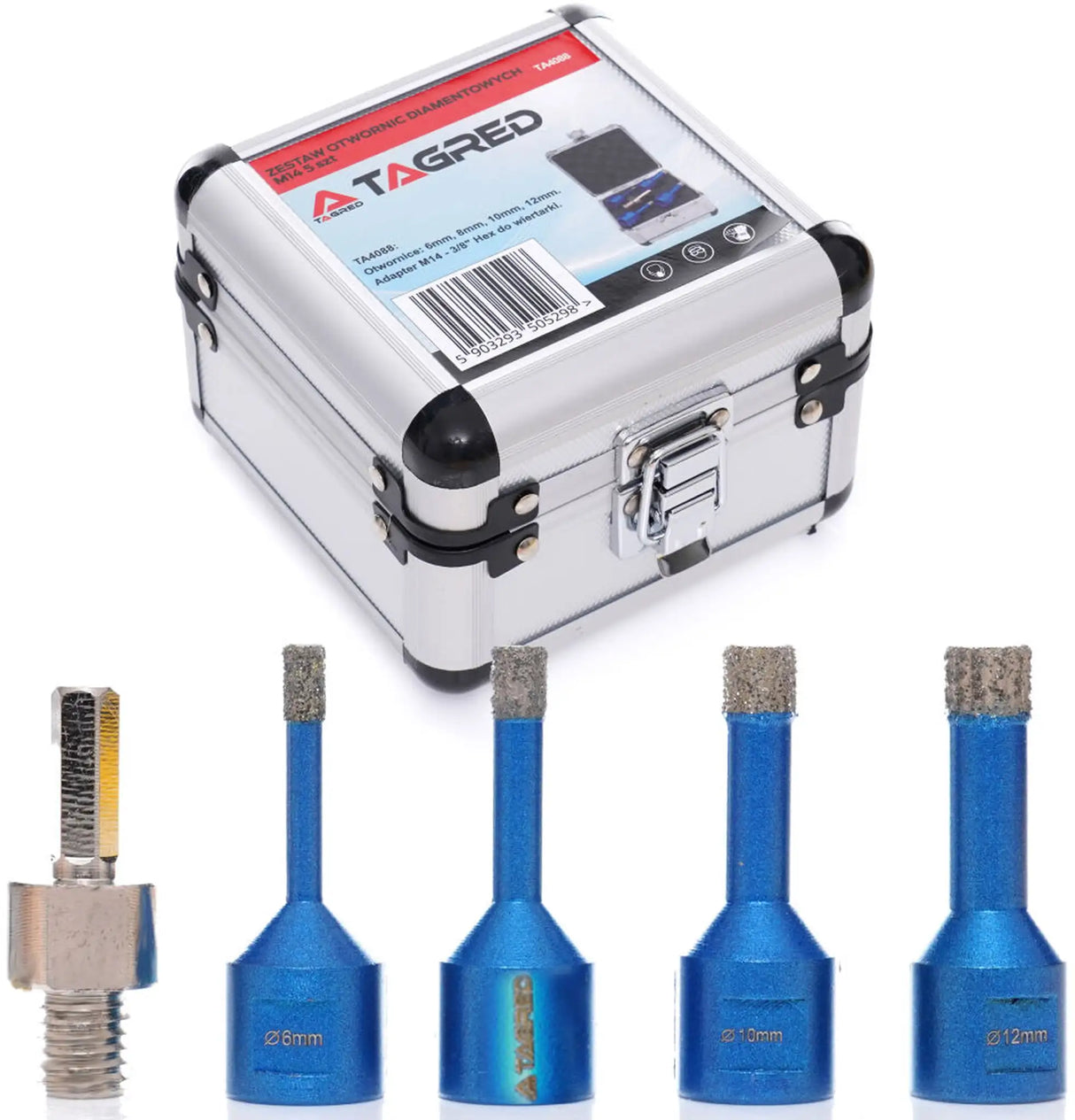 Diamant Bohrkronen Set M14 Diamantbohrer 5tlg Koffer Fliesenbohrer 6 - 12 mm Keramik Fliesen