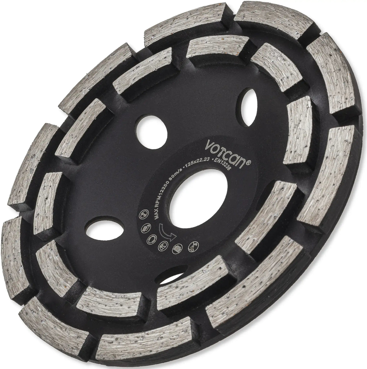 Extractor hood for angle grinder + 2x PREMIUM diamond grinding cup 125 mm concrete segment grinding disc