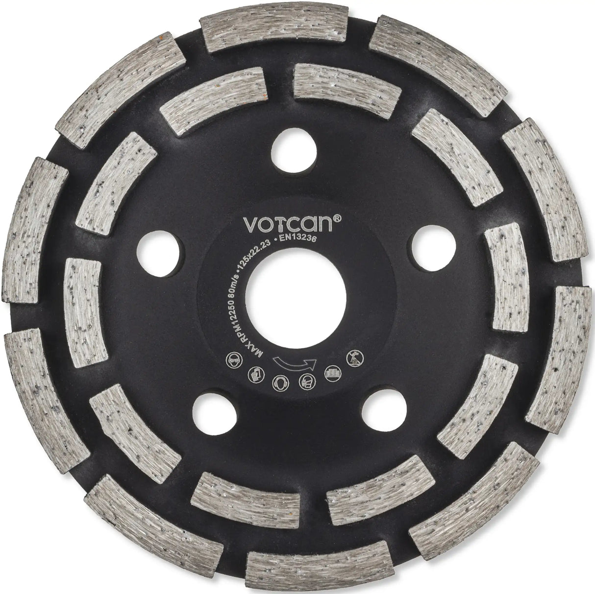 Extractor hood for angle grinder + 2x PREMIUM diamond grinding cup 125 mm concrete segment grinding disc