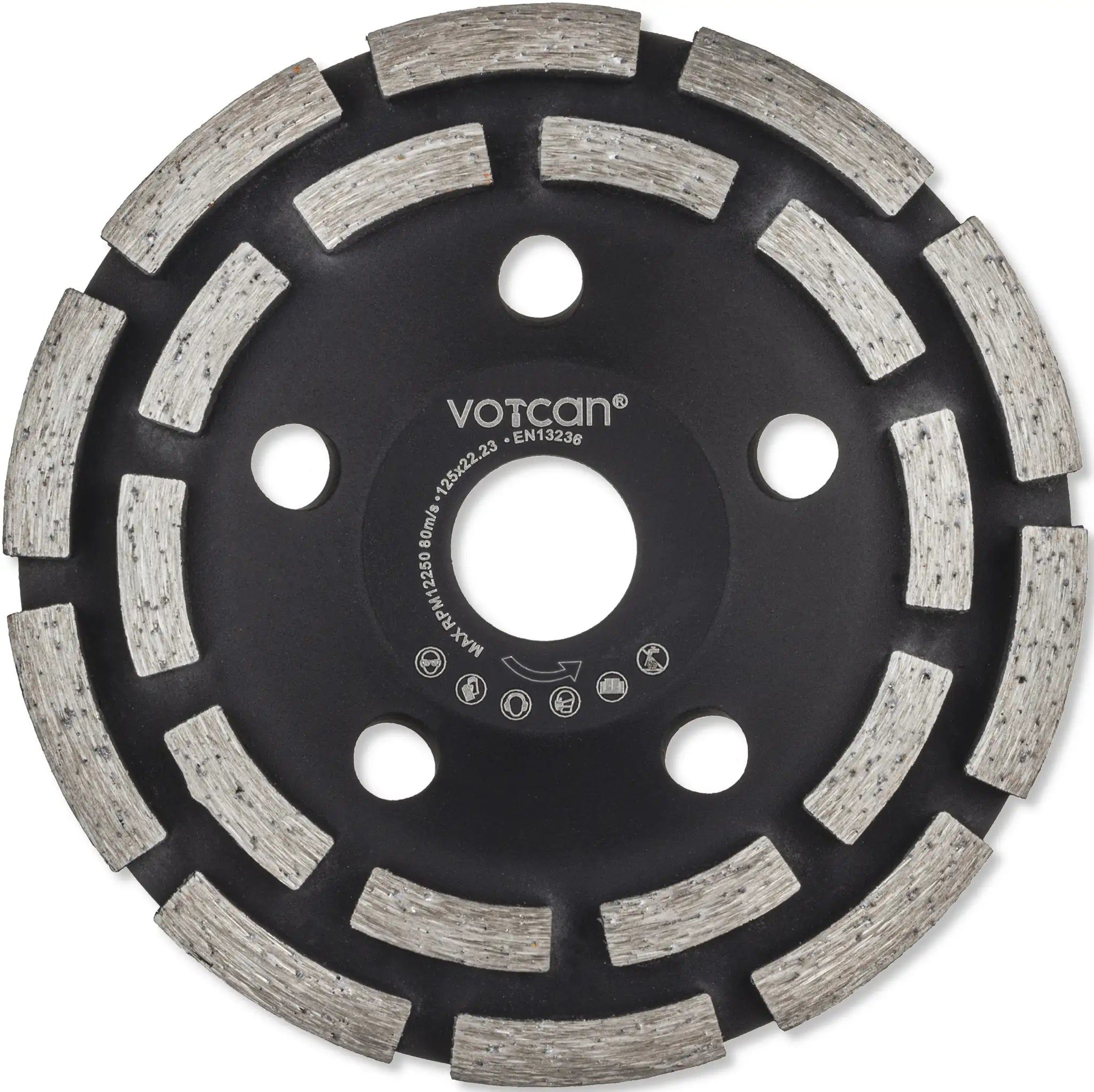 Extractor hood for angle grinder + 2x PREMIUM diamond grinding cup 125 mm concrete segment grinding disc