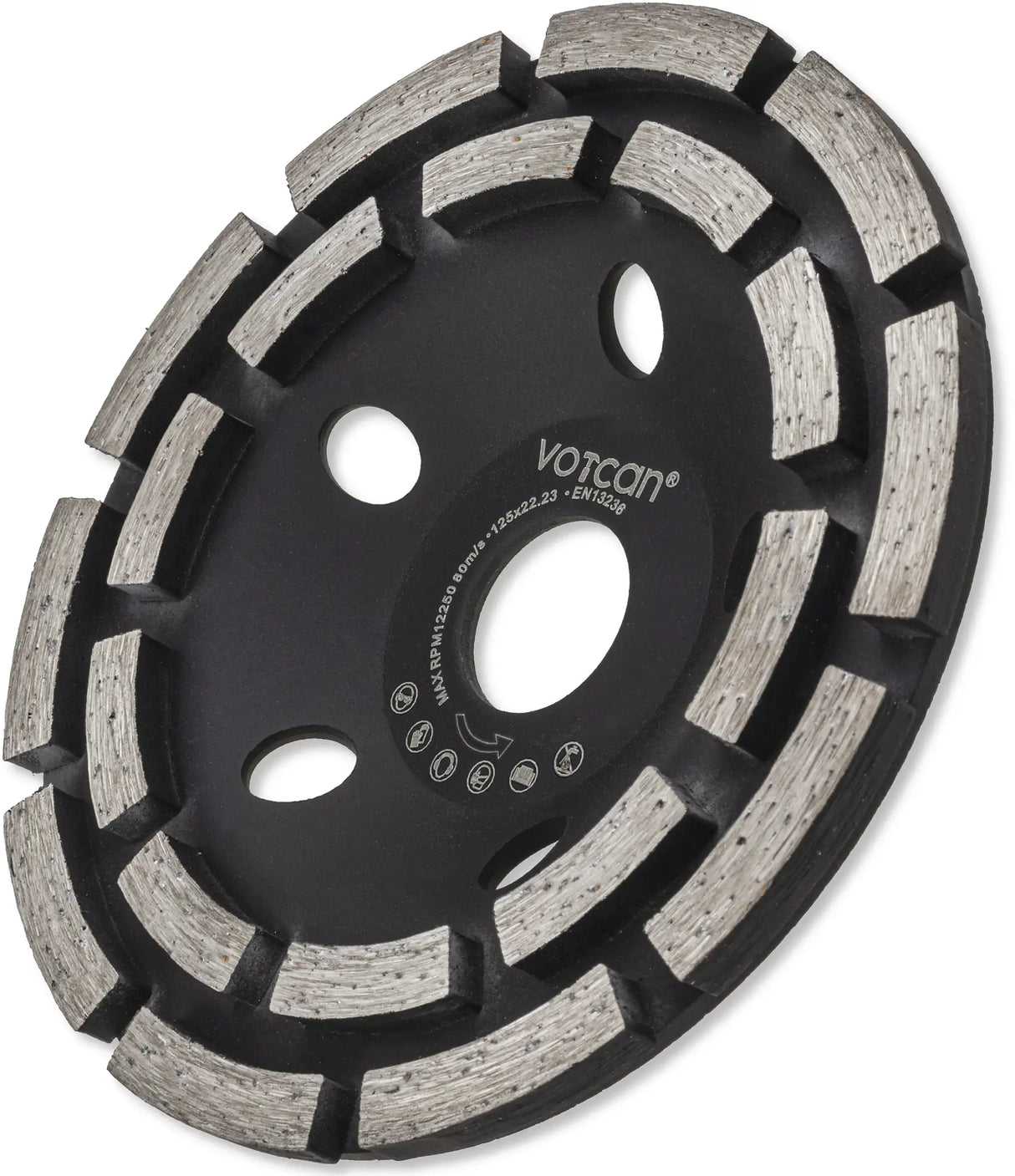 Extractor hood for angle grinder + 2x PREMIUM diamond grinding cup 125 mm concrete segment grinding disc