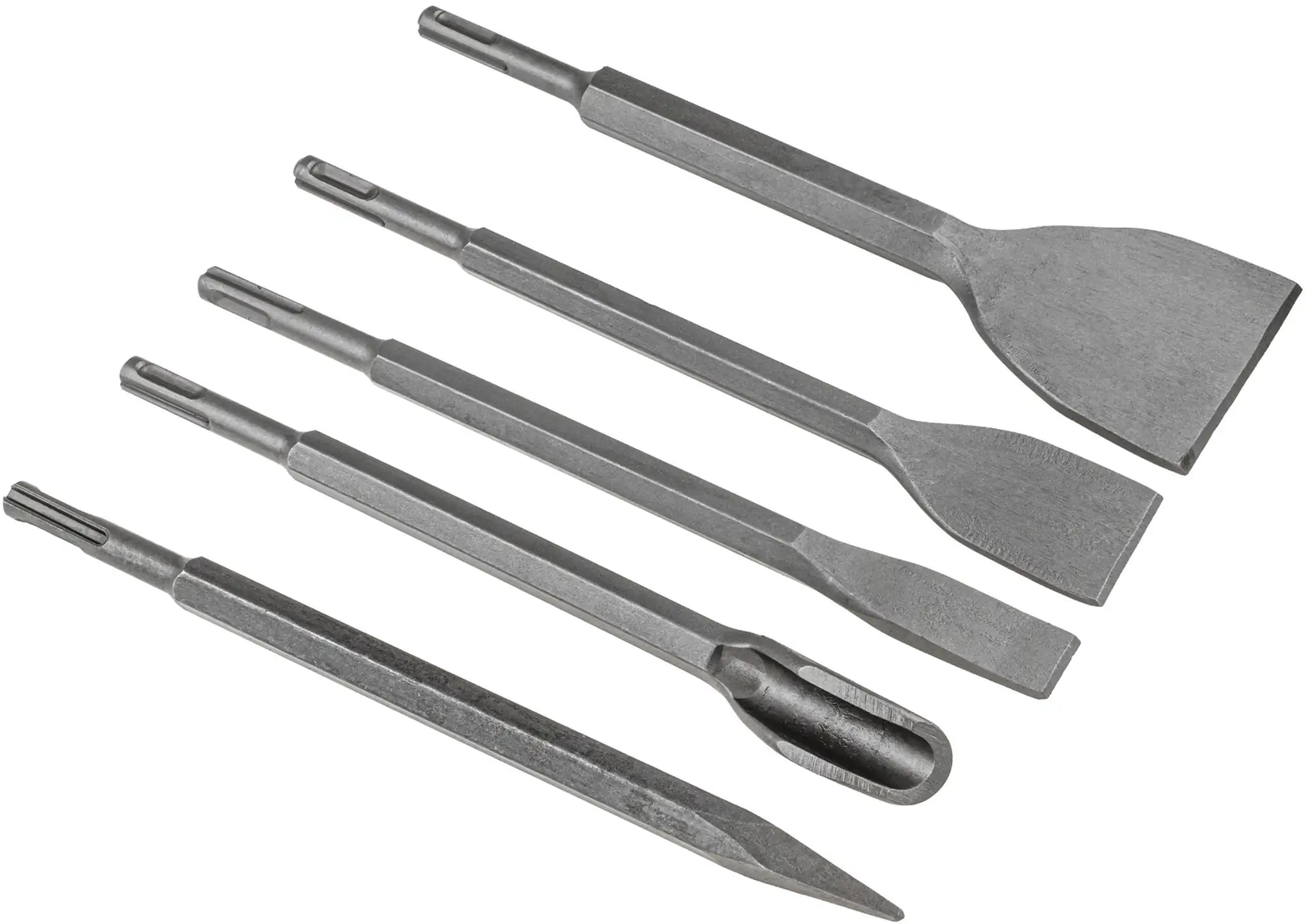 SDS Plus Chisel 250 mm Set 5 Pieces Chisel Channel Pointed Flat Wide Tiles
