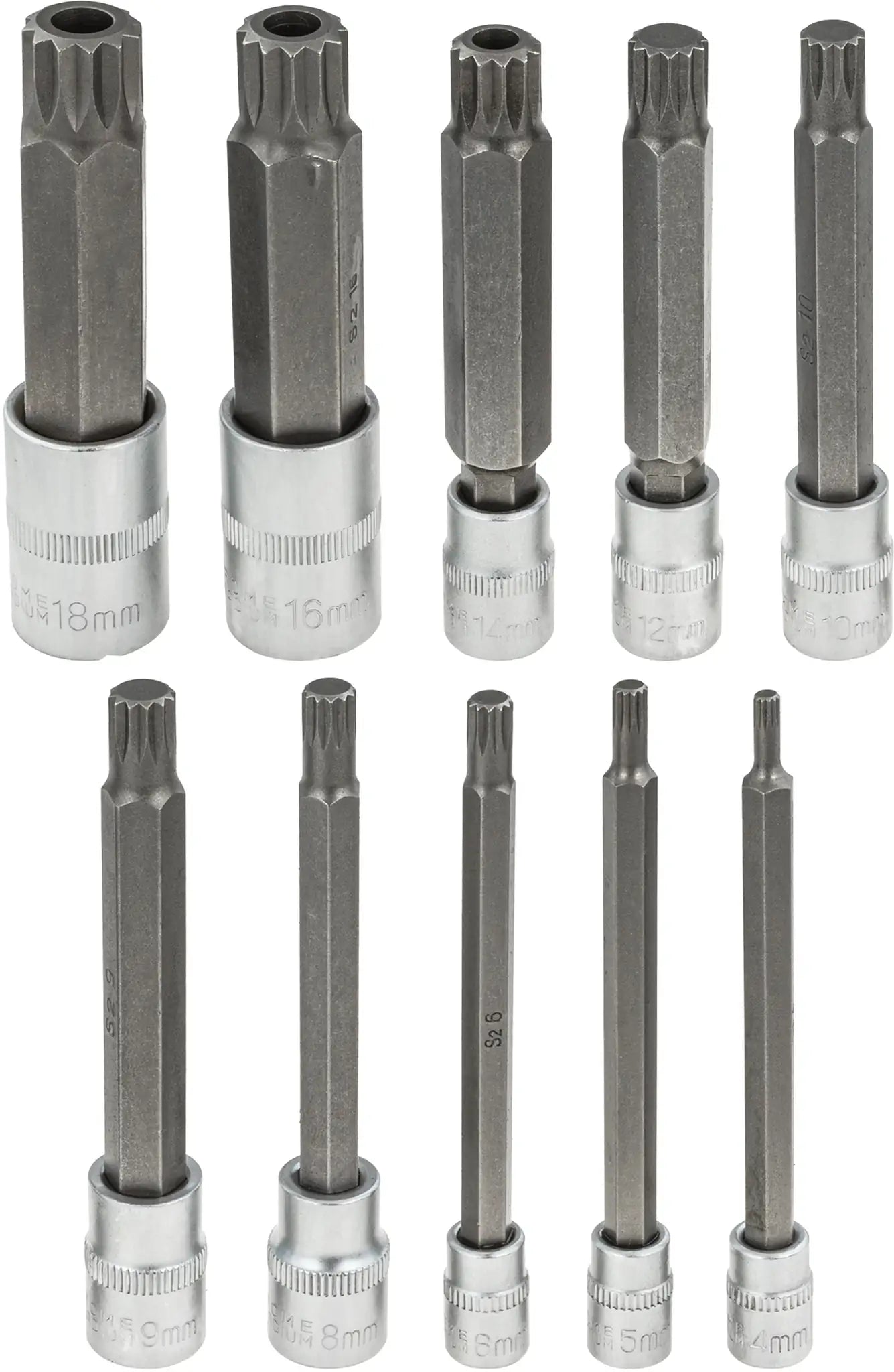 10-piece socket wrench set internal spline 1/4, 3/8, 1/2 M4-M18 SPLINE XZN