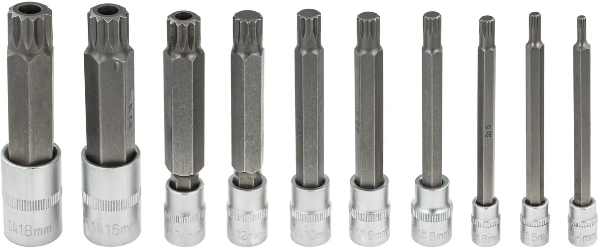 10-piece socket wrench set internal spline 1/4, 3/8, 1/2 M4-M18 SPLINE XZN