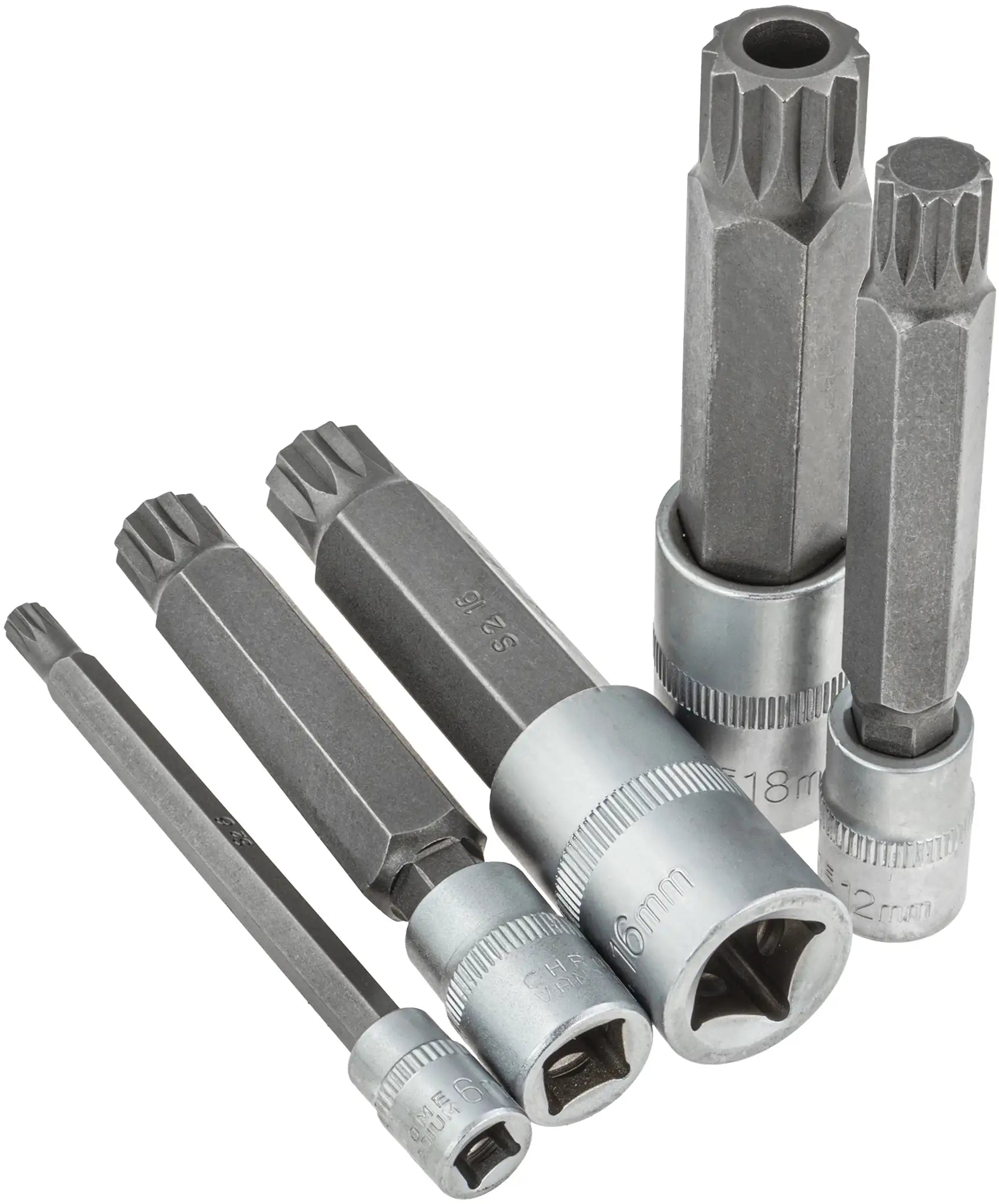 10-piece socket wrench set internal spline 1/4, 3/8, 1/2 M4-M18 SPLINE XZN