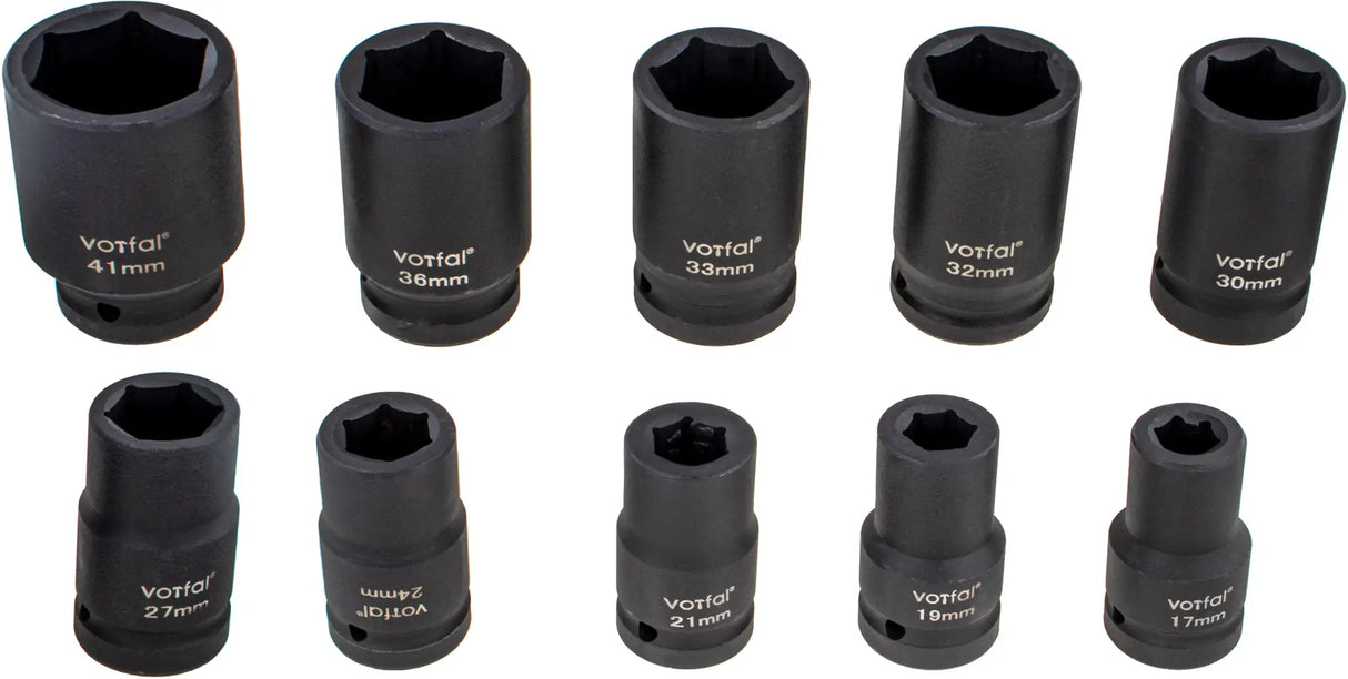 Impact wrench sockets 1" 17 - 41 mm 10 pcs. set socket wrench power socket Cr-Mo