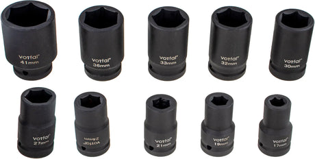 Impact wrench sockets 1" 17 - 41 mm 10 pcs. set socket wrench power socket Cr-Mo