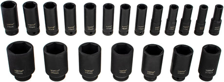 Impact wrench sockets 1/2" 10 - 38 mm 20 pcs. set socket wrench power socket Cr-Mo