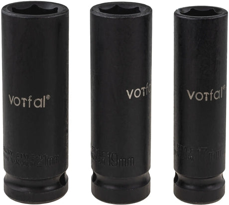 Impact wrench nuts 1/2 inch set 17 / 18 / 21 mm, 3-piece power socket wrench nuts