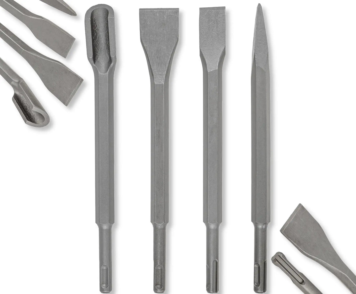 SDS Plus Chisel 250 mm Set 4 Pieces Chisel Channel Pointed Flat Wide Tiles