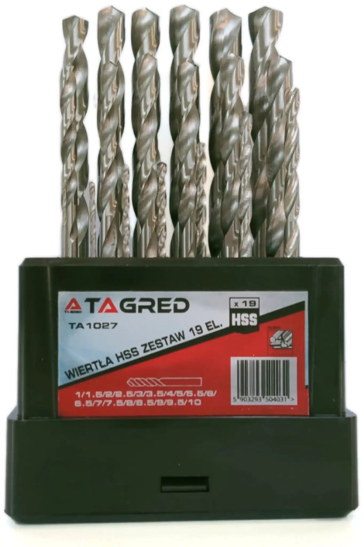 Metal twist drill set 19-piece metal drill 1.0- 10.0 mm HSS