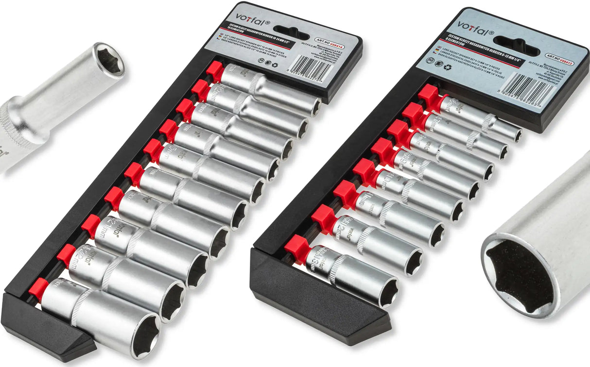 10-piece socket wrench set 1/2 inch long socket 10 - 24 mm hexagon