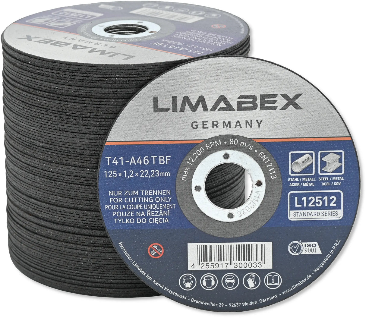 Trennscheiben 125 x 1.2 mm Metall Stahl Edelstahl INOX Profile Bleche Stangen