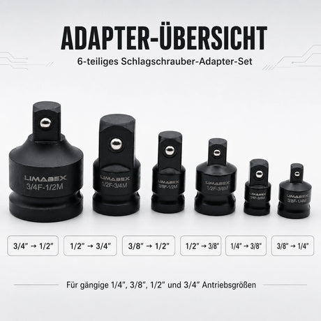 6-tlg. Schlagschrauber Impact Adapter Set übersicht