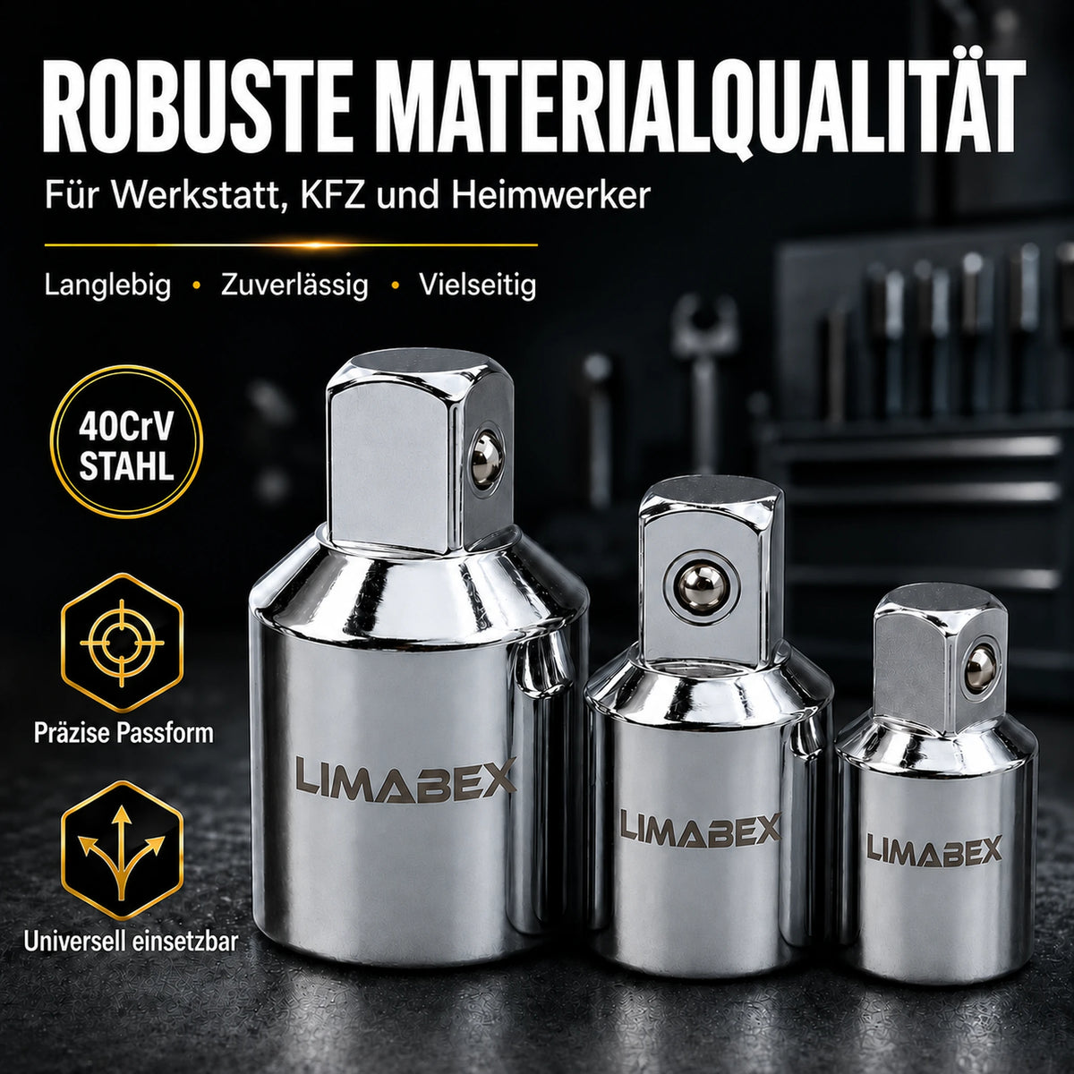 6-tlg. Steckschlüssel Adapter Set 14 38 12 34 für Ratsche robust