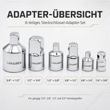 6-tlg. Steckschlüssel Adapter Set 14 38 12 34 für Ratsche übersicht