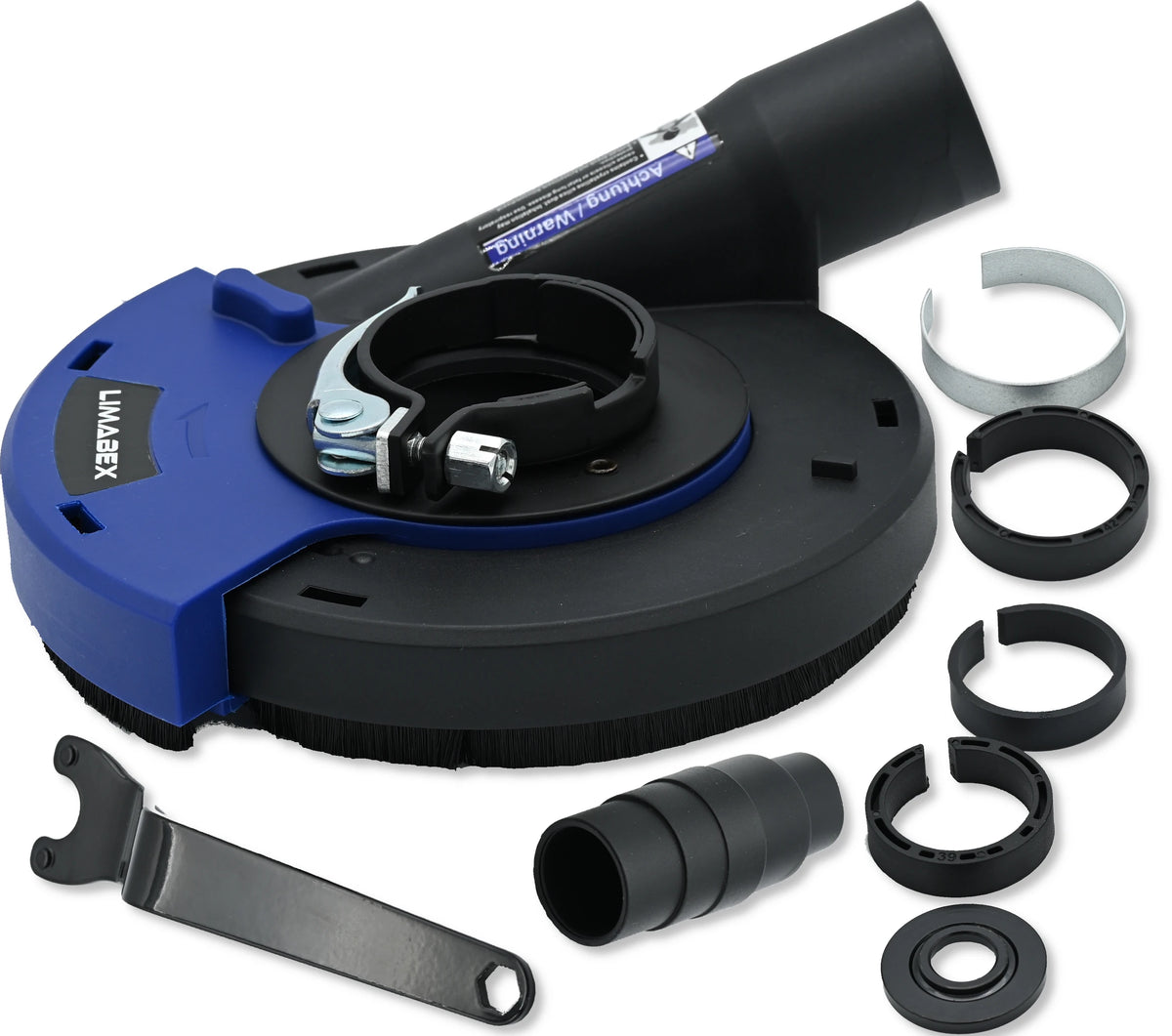 Absaughaube Winkelschleifer 125 Bürstenkranz Universal Adapterringe PRO Staubarm set