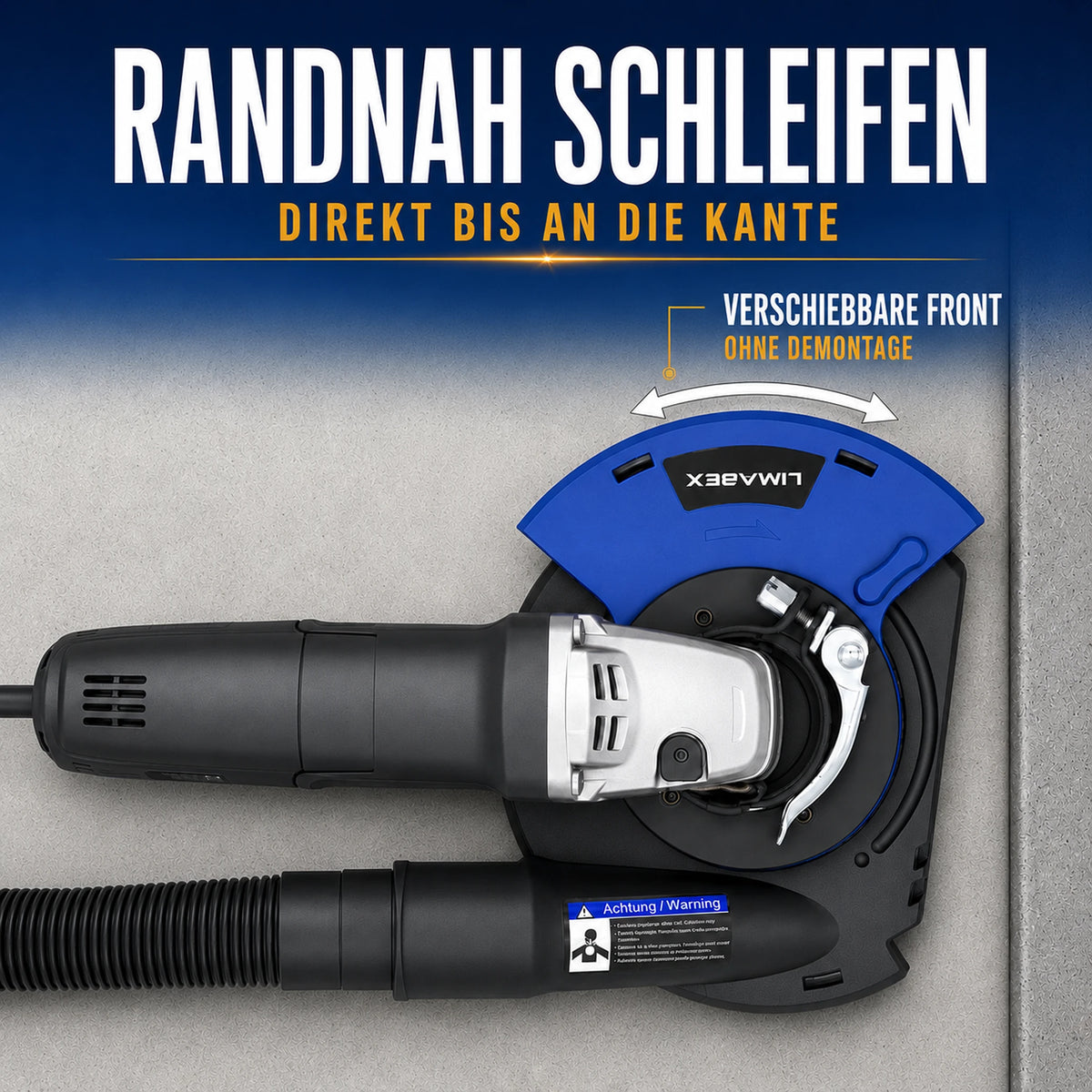 Absaughaube Winkelschleifer Bürstenkranz Universal Adapterringe PRO Staubarm Randnah