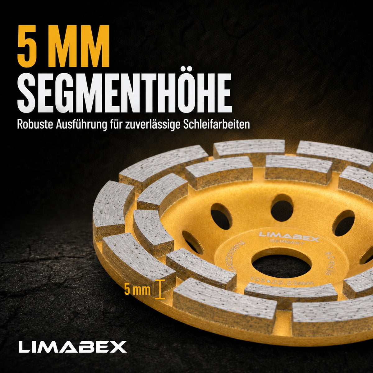 Diamant Schleiftopf 125mm Beton Estrich Naturstein Kleberreste Topfscheibe 5mm