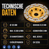 Diamant Schleiftopf 125mm Beton Estrich Naturstein Kleberreste Topfscheibe daten