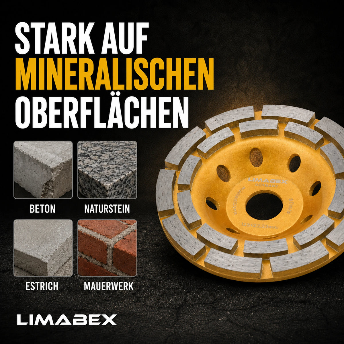 Diamant Schleiftopf 125mm Beton Estrich Naturstein Kleberreste Topfscheibe stark